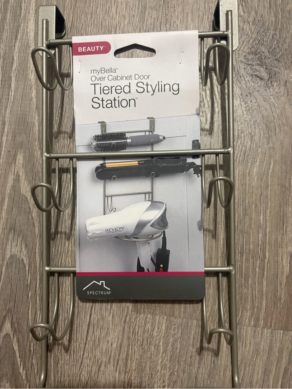 Over Cabinet Door Tiered Styling Station - Silver